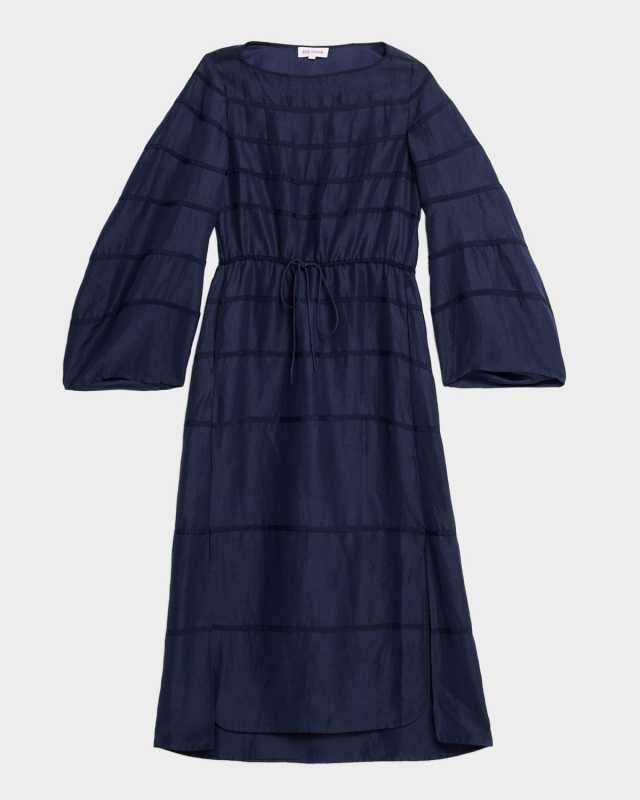 Ribbon Striped Midi Caftan Dress